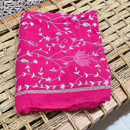 Grace In Six Yards – A Vibrant  Chikankari Saree With Shadow Work And Delicate Embellishments, Woven For Timeless Elegance.