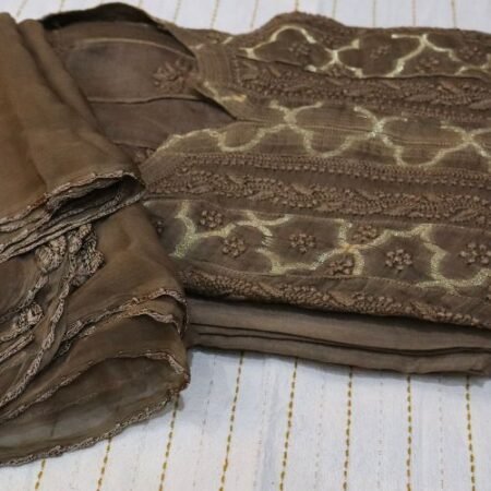 Chikankari Kurti With Banarsi Style & Chiffon Dupatta.