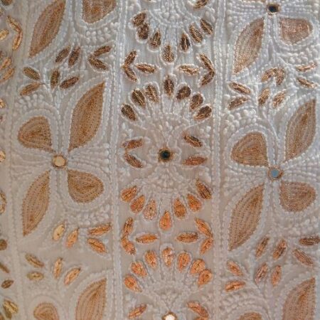 Elegance In Georgette With Kasab, Gotapatti, And Chikanari Embroidery.White