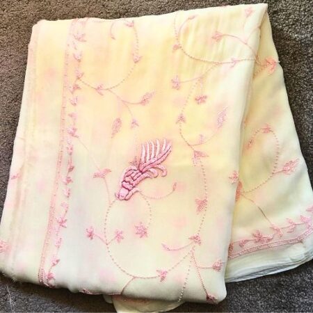 Grace In Six Yards – A Vibrant  Chikankari Saree With  Delicate  Resham Threadwork,Woven For Timeless Elegance.