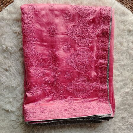 Grace In Six Yards –  Chikankari Saree With  Intricate  Work And Delicate Embellishments, Woven For Timeless Elegance.