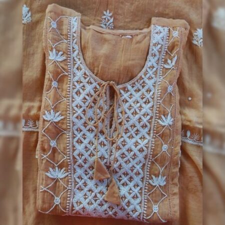 Chikankari on Soft Chanderi Mul with Signature Ari Pearl & Cutdaana Work, Ready to Wear