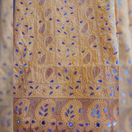 Elegance In Georgette With Kasab, Gotapatti, And Chikanari Embroidery. Yellow