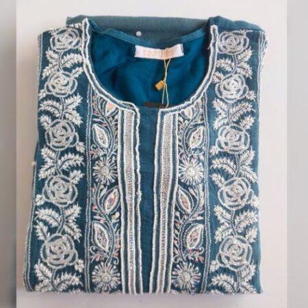 Soft mul Chikankari with poth and cutdana embroidery elegance redefined.