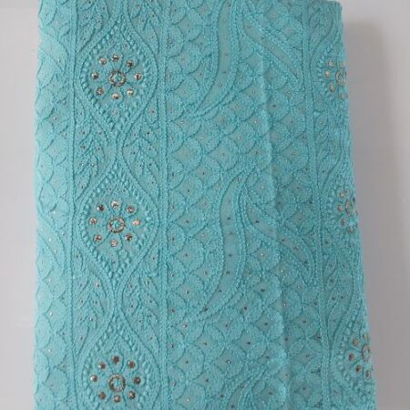 Elegance in Georgette with Chikankari adorned with Mukaish Work in Blue Color.