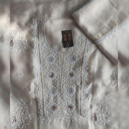 Elegance in every thread, Pure Muga Silk Chikankari.