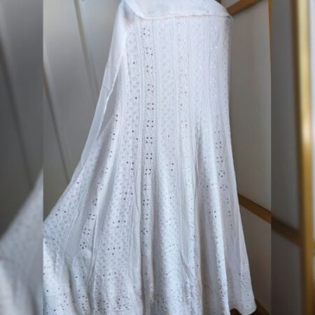 Grace in every twirl, Pure Georgette Anarkali with timeless Mukaish work.