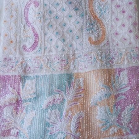 Elegance in every thread, Chikankari on georgette with cutdana work.