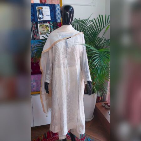 Elegance in every thread, Chikankari on Soft Mul Chanderi.