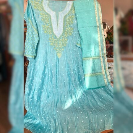 Elegance in every thread, Chikankari on Soft Mul Chanderi with poth and cutdana work.