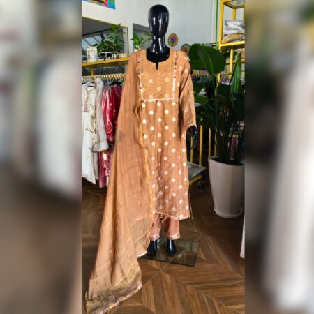 Elegance in every thread, Chikankari on Soft Mul Chanderi with Banarasi touch.