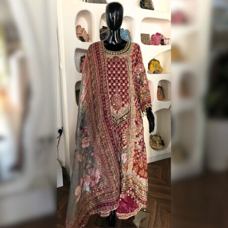 Elegance meets tradition, Digital printed Muslin silk with gotapatti & coin accents