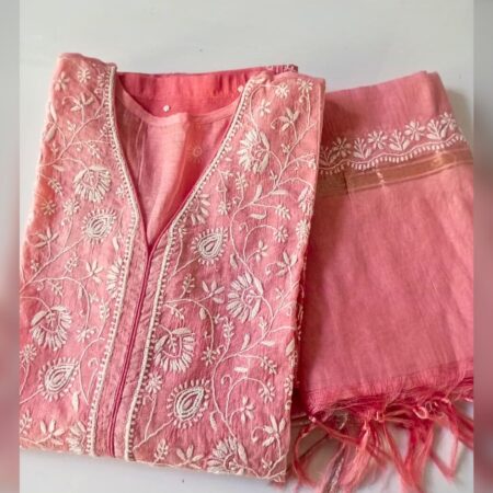 Elegance in every thread, Chikankari on Mul Chanderi fabric with  sequins, poth work and cutdana work