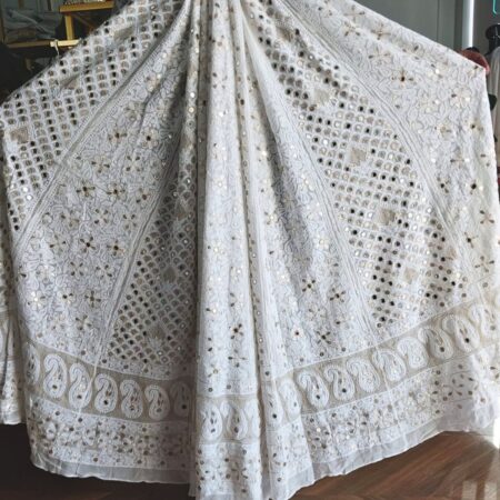 Elegance in every thread, Chikankari Lehenga on georgette fabric with kasab and gotapatti.