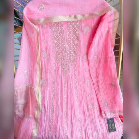 Elegance in every thread, Chikankari on Mul Chanderi fabric with poth work and cutdana work.