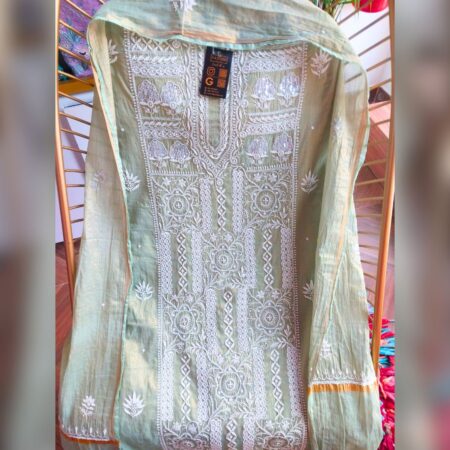 Tissue silk chikankari with elegant add-ons, where elegance meets timeless artistry.