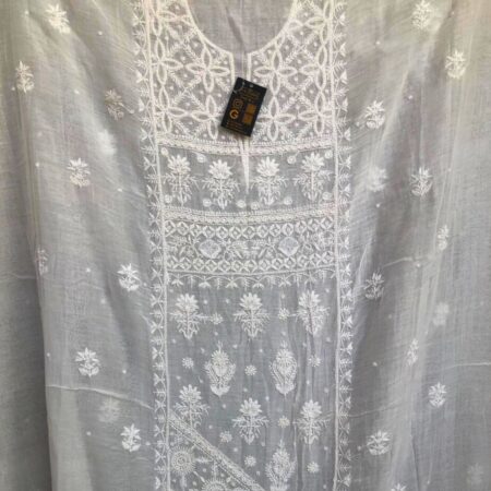 Elegance in every thread, Chikankari on Mul Chanderi with, poth work and cutdana work.