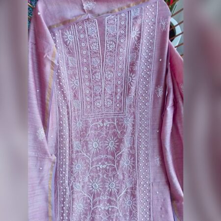 Elegance in every thread, Chikankari on Pure Muga silk with poth and cutdana work.