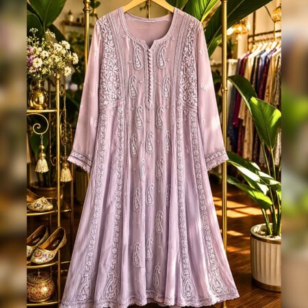 Elegance in every thread, Chikankari on Soft Organza fabric with thread work.