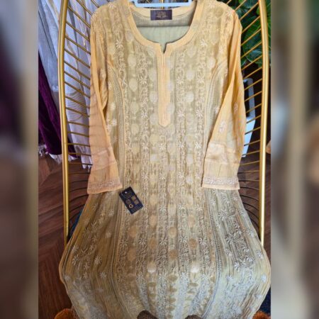 Elegance in every thread, Chikankari on Mul mul with thread work and banarasi buta.
