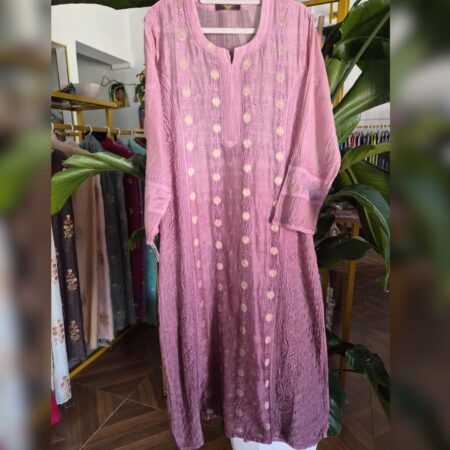 Elegance in every thread, Chikankari on Mul mul with thread work and banarasi buta.
