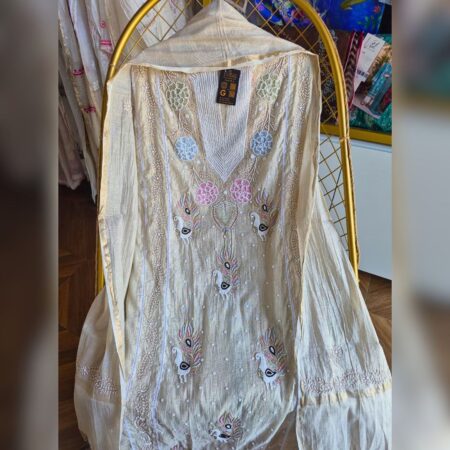 Tissue silk chikankari with elegant add-ons, where elegance meets timeless artistry.