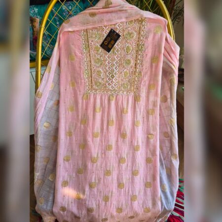 Elegance in every thread, Chikankari on Mul mul with sequins, cutdana work and banarasi buta.