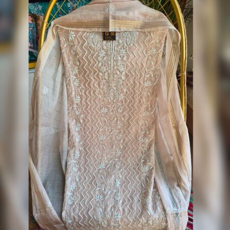 Elegance in every thread, Chikankari on Mul mul with poth and cutdana work.